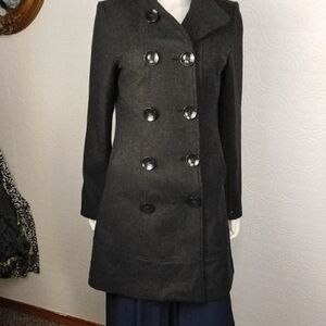 Sugarfly Charcoal Double-Breasted Pea Coat